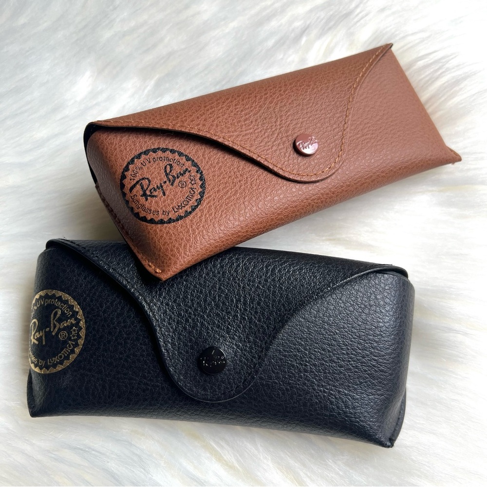 LOT of 2 Ray Ban Leather Pouch Universal Soft Sunglasses Case Black and Brown